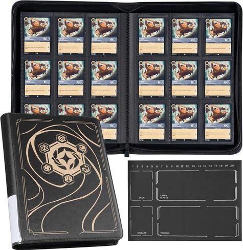 Binder for Lorcana Cards ، Premium 9 Pocket Trading Card ألبوم مع 500 جيوب و Playmat متوافق مع بطاقات Lorcana والرموز والقواعد - الأزرق الكلاسيكي in Saudi Arabia