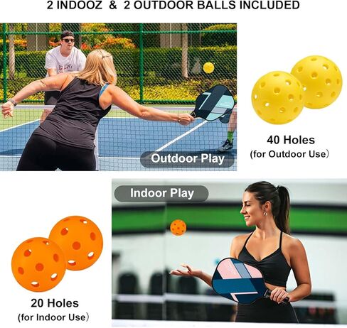 Pickleball Paddles, Fiberglass Pickleball Paddles Set of 2, Lightweight Pickleball Set, Pickle Ball Rackets with 4 Pickleball Balls, 1 Pickleball Bag, Pickle Ball Paddle for Women Men in Saudi Arabia