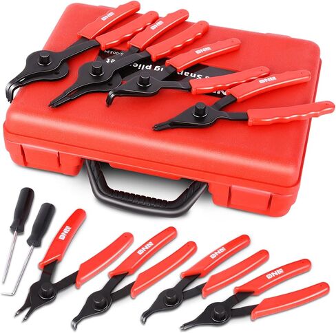 DNA Motoring 2pc 10 in Heavy Multi Anternal internal spring circlip plier for ring remover reporting snap ring plier ، w/case ، tools-00533 in Saudi Arabia