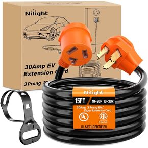 Nilight 25ft EV Dryer Extension سلك 3 Prong 30 amp NEMA 10-30P 10-30R تمديد الكبل تمديد المجفف القديم