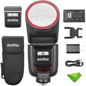 godox v1 v1pro s u flash for sony camera ttl speedlight ، 1/8000 HSS 500 وميض الطاقة الكامل ، وقت إعادة التدوير 1.3S ، 2.4 جرام لاسلكي مع Flash SU-1 الخارجي لكاميرات Sony (Godox V1Pro-S USA إصدار)