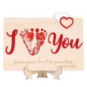 Valentine DIY بصمة الزخرفة الخشبية ، علامات إعلان الولادة في المستشفيات ، علامة البصمة البصرية ، أول يوم عيد الحب (Roses Valentines Day Affprint)