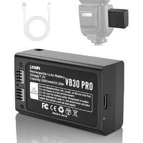 بطارية VB30 حزمة VB30 7.2V / 3500mAh-VB30 قابلة لإعادة الشحن بديل بطارية Li-ion بديل VB26 Lithium Battery مع كابل Type-C متوافق مع V1Pro ، V1 ، V860III ، V850III Flash