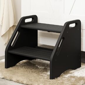AMBIRD Toddler Step Stool, Dinosaur Step Stool for Kids with Non-Slip Pads, Wooden Two Step Stool, Portable Potty Training Stool with Handles for Bathroom, Sink, Kitchen, Bedroom in Kuwait