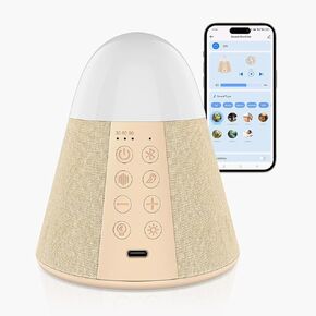 Vanzon Baby Sound Machine, Smart App Control White Noise Machine with 54 Soothing Sounds & 15 RGB Night Light Modes and Auto-Off Timer, Suitable for Adults & Kids Sleeping