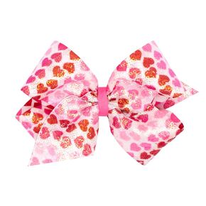 Wee Ones 'Girls' Girls Day Hair Bow on Weestay No-Slip Clip ، Heart Progroided Grosgrain Bow مع حافة القمر ، الملك ، الأحمر