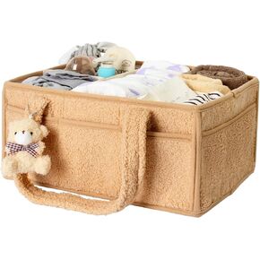 Baby Diaper Caddy Organizer, Baby Basket for Diapers and Wipes, Nursery Storage Bin for Changing Table, Car Diaper Caddy Organizer with Handle, Diaper Bag Organizer