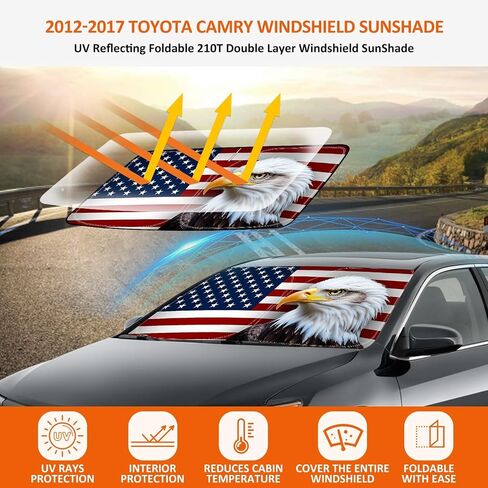 مظلة شمس للزجاج الأمامي من Bestview لعام 2012-2017 Toyo-ta Camry، مظلة أمامية من الشمس وواقي من الشمس كتلة من الأشعة فوق البنفسجية والحرارة، قابلة للطي بطبقتين مادة 210T in Saudi Arabia