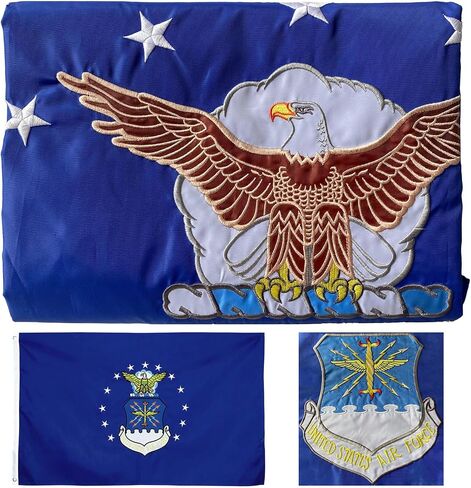 Force Air Force US 3x5 في الهواء الطلق على الوجهين- 3ply 240d 4 صفوف مخيط- الولايات المتحدة الأمريكية 3x5 Airforce Flags- UV Fade Resistant with Canvas Header و 2 نحاس نحاسي in Kuwait