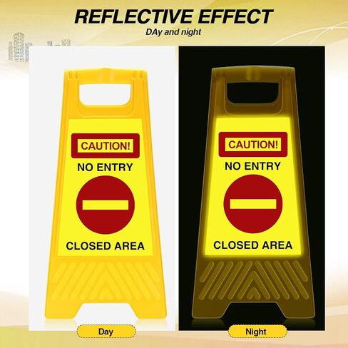 FUUTREO 4 PCS عاكسة لا يوجد علامة دخول 24 بوصة مقبض محمول دافئ المغلقة علامة تحذير قابلة للطيتين تحذيران لا يوجد علامة دخول للمناطق العامة في الشارع التجاري في الهواء الطلق (أحمر) (أحمر) in Kuwait