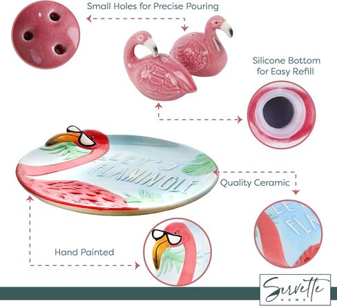 Flamingo Gift Set Salt & Pepper Shakers and Ceramic Flamingo Dish in Kuwait