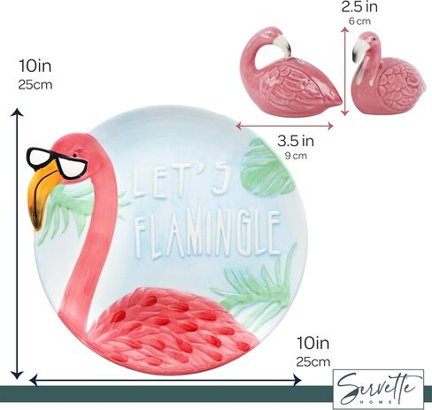 Flamingo Gift Set Salt & Pepper Shakers and Ceramic Flamingo Dish in Kuwait