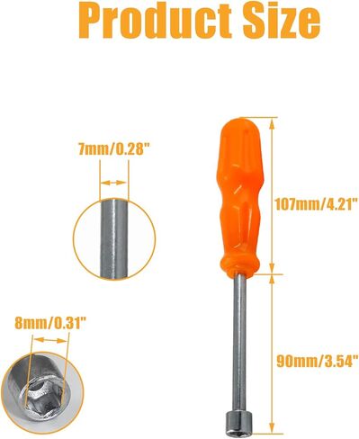 Biaungdo 7mm Socket Wrench Screwdriver, High-Carbon Steel Hexagon Nut Driver Non-Magnetic Tip Hex Nut Screwdriver Hand Tool in Kuwait