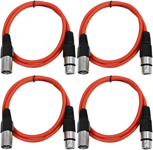 Seismic Audio - SAXLX-3-4 Pack of 3' XLR Male to XLR Female Patch Cables - Balanced - 3 Foot Patch Cord - Blue and Red in Kuwait