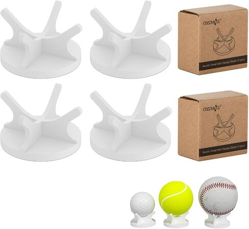 Cosmos 4 Pcs Sport Ball Stand Holder Baseball Display Stand Golf Ball Holder Tennis Ball Desk Rack for Baseball Tennis Ball Golf Ball Small Sphere Stone Egg Stand, Non-Slip Bottom in Kuwait