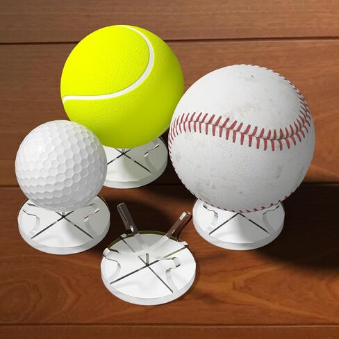 Cosmos 4 Pcs Sport Ball Stand Holder Baseball Display Stand Golf Ball Holder Tennis Ball Desk Rack for Baseball Tennis Ball Golf Ball Small Sphere Stone Egg Stand, Non-Slip Bottom in Kuwait