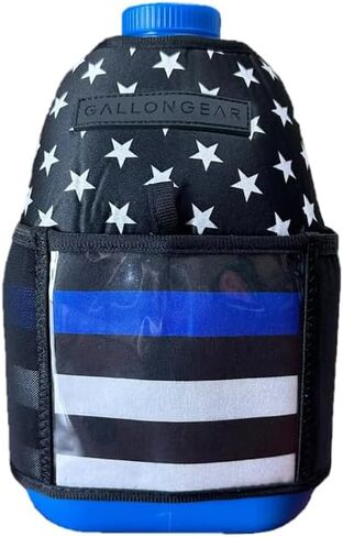 Gallon Gear 1 Gallon Large Water Bottle - BPA Free Plastic, Reusable Water Jug - Hydration Water Bottle for Men and Women - Gym, Sports, Training & Fitness (Red w/American Flag Cover) in Kuwait