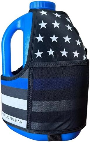 Gallon Gear 1 Gallon Large Water Bottle - BPA Free Plastic, Reusable Water Jug - Hydration Water Bottle for Men and Women - Gym, Sports, Training & Fitness (Red w/American Flag Cover) in Kuwait