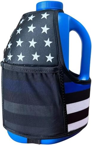 Gallon Gear 1 Gallon Large Water Bottle - BPA Free Plastic, Reusable Water Jug - Hydration Water Bottle for Men and Women - Gym, Sports, Training & Fitness (Red w/American Flag Cover) in Kuwait