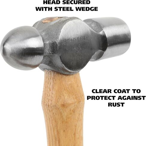GreatNeck BP8 Ball Peen Hammer, 8 Oz Drop-Forged Steel Metalworking Tool With Precision-Balanced Authentic Hickory Wood Ball Peen Hammer Handle, For Riveting, Shaping, And Bending Meta in Kuwait