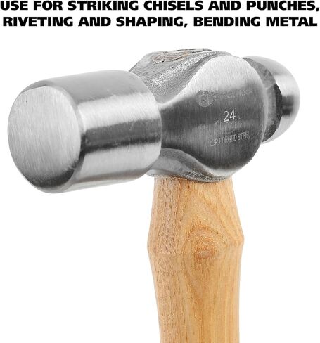 GreatNeck BP8 Ball Peen Hammer, 8 Oz Drop-Forged Steel Metalworking Tool With Precision-Balanced Authentic Hickory Wood Ball Peen Hammer Handle, For Riveting, Shaping, And Bending Meta in Kuwait