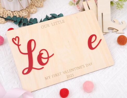 Valentine DIY Footprint Wooden Decoration, Hospital Birth Announcement Signs, Footprint Milestone Sign, My First Valentine's Day (Roses Valentines Day Footprint) in Kuwait