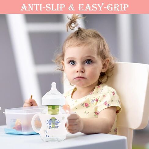 4 Pack Baby Bottle Handles, Silicone Bottle Handles for Dr Brown Wide-Neck Baby Bottles (White+Pink+Purple+Yellow) in Kuwait