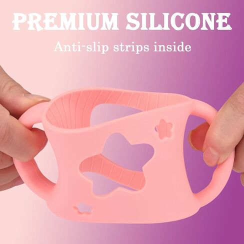 4 Pack Baby Bottle Handles, Silicone Bottle Handles for Dr Brown Wide-Neck Baby Bottles (White+Pink+Purple+Yellow) in Kuwait