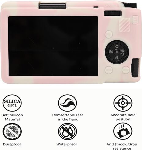 Protective Case for Ricoh GRIII GRIIIx Camera, Soft Silicone Ricoh GRIII GRIIIx Camera Case Cover with Detachable Lens Cover Lightweight Skin Friendly，Misty Pink in Saudi Arabia