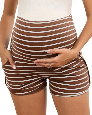 FMEYOA Maternity Shorts Lounge Sleep Workout Pregnancy Shorts with Pockets | Soft Stretchy, Over The Belly, Comfy Lounge Pajama Sleepwear Bottoms, Casual Summer Maternity Clothes in Saudi Arabia