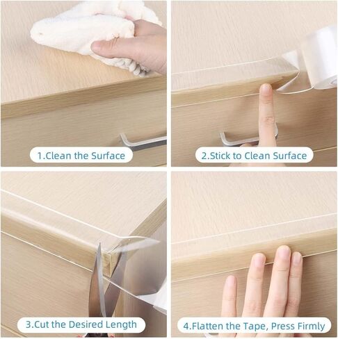 Clear Edge Protector Strip, 1.18in x 9.84FT, Sharp Edge Wrap Cover Tape, Self Adhesive Protective Bumper Corner Guards for Cabinet Door Desk Glass Table Bed Furniture, Kitchen Countertop, Waterproof in Kuwait