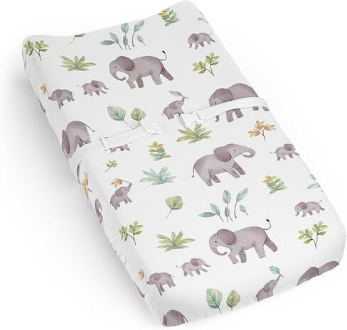 Sweet Jojo Designs Dog Boy Girl Unisex/Gender Neutral Baby Changing Pad Cover Sheet Infant Newborn Diaper Table Change Mat Cover Grey Taupe Blue Modern Puppy Pet Watercolor Puppies Bulldog Paw Print in Kuwait