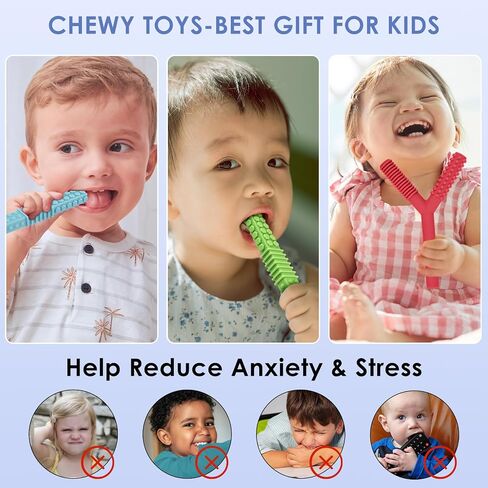 ألعاب Erkoon Sensory Chew للأطفال المصابين بالتوحد ، 4 عبوات أدوات محرك عن طريق الفم من السيليكون للأطفال الحسيين الذين يعانون من مرض التوحد ، والعض ، و ADHD ، و SPD ، و Chewies ذوي الاحتياجات الخاصة ، ولعب العصي التسنين (4 حزمة#1) in Kuwait