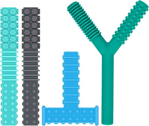 ألعاب Erkoon Sensory Chew للأطفال المصابين بالتوحد ، 4 عبوات أدوات محرك عن طريق الفم من السيليكون للأطفال الحسيين الذين يعانون من مرض التوحد ، والعض ، و ADHD ، و SPD ، و Chewies ذوي الاحتياجات الخاصة ، ولعب العصي التسنين (4 حزمة#1) in Kuwait