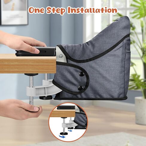 ربط على كرسي مرتفع ، كرسي Jozzve Baby High ، كرسي مرتفع محمول للسفر ، كرسي طاولة سريع قابل للطي مع حقيبة تخزين ، مقطع مقعد لتغذية الأطفال على كرسي مرتفع للمنزل والسفر (رمادي) in Kuwait