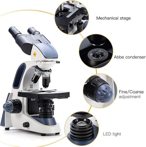 SWIFT 3MP Digital Integrated Binocular Microscope, 40X-1600X,Siedentopf Head,Research-Grade,with Mechanical Stage,Ultra-Precise Focusing for Adults Students Lab in Kuwait