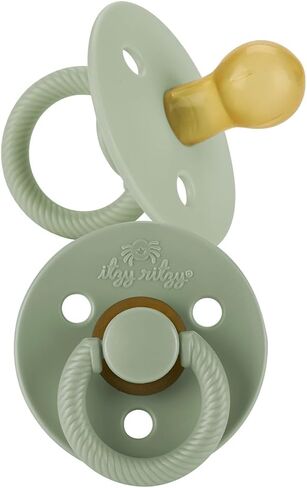 Itzy Ritzy Natural Rubber Pacifiers, Set of 2 – Natural Rubber Newborn Pacifiers with Cherry-Shaped Nipple & Large Air Holes for Added Safety; Set of 2 in Coconut & Toast, Ages 6-18 Months in Kuwait
