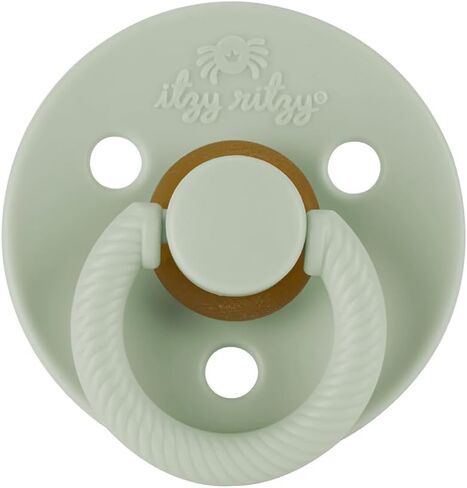 Itzy Ritzy Natural Rubber Pacifiers, Set of 2 – Natural Rubber Newborn Pacifiers with Cherry-Shaped Nipple & Large Air Holes for Added Safety; Set of 2 in Coconut & Toast, Ages 6-18 Months in Kuwait
