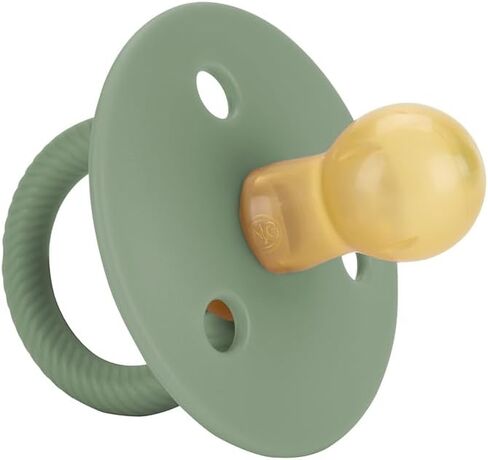 Itzy Ritzy Natural Rubber Pacifiers, Set of 2 – Natural Rubber Newborn Pacifiers with Cherry-Shaped Nipple & Large Air Holes for Added Safety; Set of 2 in Coconut & Toast, Ages 6-18 Months in Kuwait