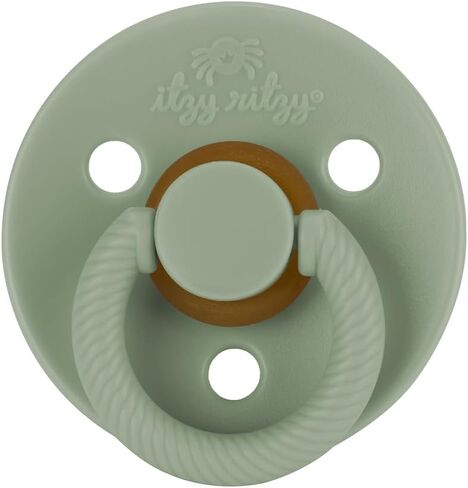 Itzy Ritzy Natural Rubber Pacifiers, Set of 2 – Natural Rubber Newborn Pacifiers with Cherry-Shaped Nipple & Large Air Holes for Added Safety; Set of 2 in Coconut & Toast, Ages 6-18 Months in Kuwait