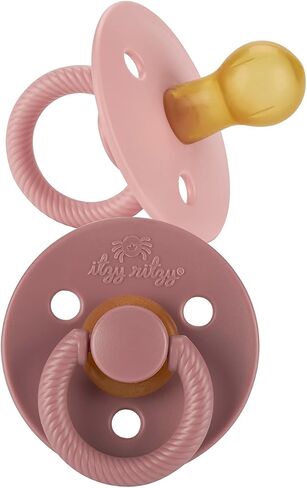 Itzy Ritzy Natural Rubber Pacifiers, Set of 2 – Natural Rubber Newborn Pacifiers with Cherry-Shaped Nipple & Large Air Holes for Added Safety; Set of 2 in Coconut & Toast, Ages 6-18 Months in Kuwait
