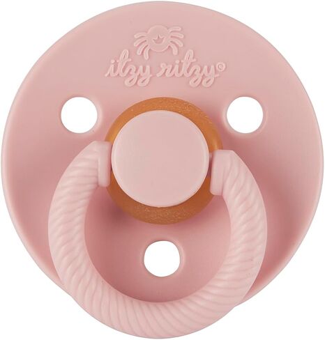 Itzy Ritzy Natural Rubber Pacifiers, Set of 2 – Natural Rubber Newborn Pacifiers with Cherry-Shaped Nipple & Large Air Holes for Added Safety; Set of 2 in Coconut & Toast, Ages 6-18 Months in Kuwait