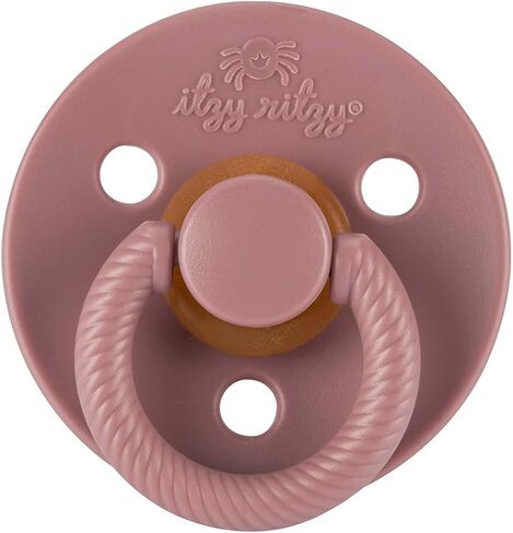 Itzy Ritzy Natural Rubber Pacifiers, Set of 2 – Natural Rubber Newborn Pacifiers with Cherry-Shaped Nipple & Large Air Holes for Added Safety; Set of 2 in Coconut & Toast, Ages 6-18 Months in Kuwait
