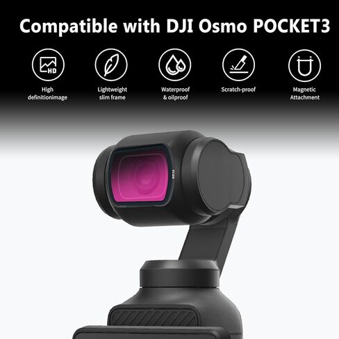 Wide-Angle Lens Compatible with DJI Osmo Pocket 3, Magnetic Attach/Multi-Coated/Optical Glass in Kuwait