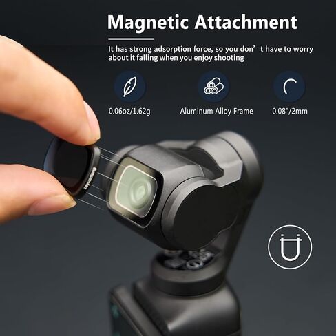 Wide-Angle Lens Compatible with DJI Osmo Pocket 3, Magnetic Attach/Multi-Coated/Optical Glass in Kuwait