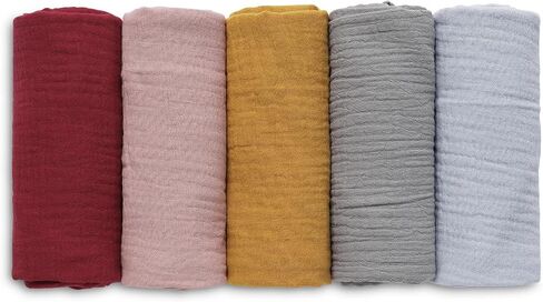 Muslin Receiving Blankets, Neutral Blanket Swaddling for Newborn Boys and Girls, 5 Pack Breathable and Skin-Friendly Swaddle Wrap for Infant Baby (Bright Colors) in Kuwait