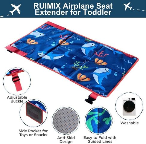 Toddler Airplane Seat Extender | Toddler Airplane Bed | Airplane Kids Bed | Airplane Bed for Toddler | Flyaway Kids Bed Airplane | Airplane Bed for Kids | Must Have (Black Dino) in Kuwait