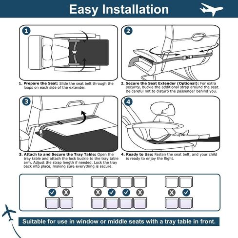 Toddler Airplane Seat Extender | Toddler Airplane Bed | Airplane Kids Bed | Airplane Bed for Toddler | Flyaway Kids Bed Airplane | Airplane Bed for Kids | Must Have (Black Dino) in Kuwait