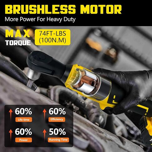 3/8 "Cordless Ratchet Wrchench متوافق مع بطارية DeWalt 20V Max ، 45 قدمًا 400 رطل 400 دورة في الدقيقة ، مجموعة Ratchet Electric ، مسبحة متغيرة السرعة ، محولات 1/4" ، 3 "شريط تمديد و 7 مآخذ (أداة فقط) in Kuwait