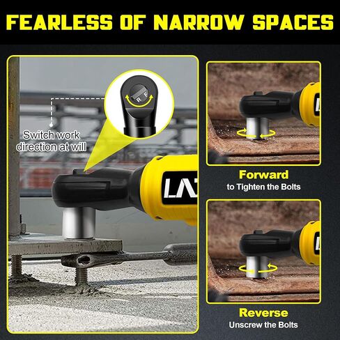 3/8 "Cordless Ratchet Wrchench متوافق مع بطارية DeWalt 20V Max ، 45 قدمًا 400 رطل 400 دورة في الدقيقة ، مجموعة Ratchet Electric ، مسبحة متغيرة السرعة ، محولات 1/4" ، 3 "شريط تمديد و 7 مآخذ (أداة فقط) in Kuwait